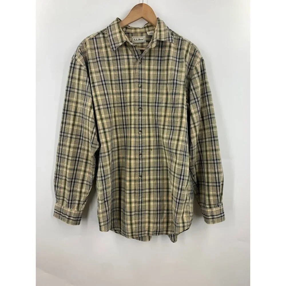 L.L. Bean Men's Plaid‎ Button Up Long Sleeve Casual Outdoor Shirt Size